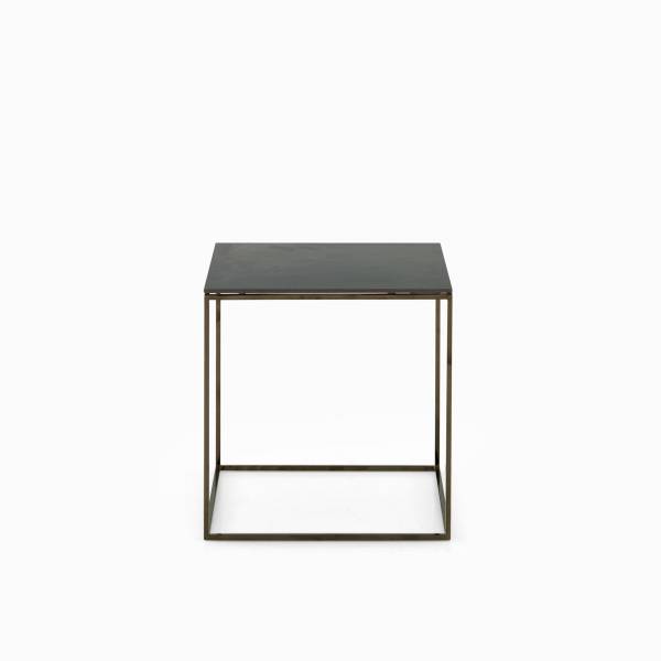 LOW TABLE - SMALL - TOP IN METALLIC ANTHRACITE CERAMIC STONEWARE BLACK CHROMED BASE Cinna