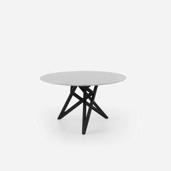 ROUND DINING TABLE BASE IN BLACK STAINED ASH WHITE CARRARA MARBLE Cinna
