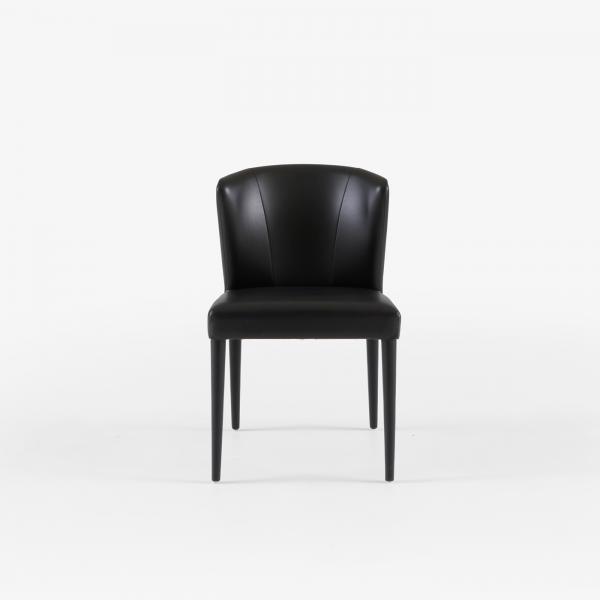SET OF 2 CHAIRS - CIRCA BLACK LEATHER BLACK-STAINED BEECH FEET Ligne Roset